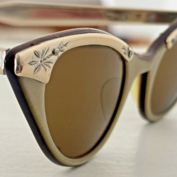 Vintage 1950s TITMUS Gold Aluminum Cat Eye Sunglasses Elegant Hollywood Glam main image 8